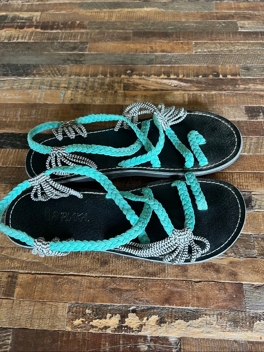 Braided Turquoise Strappy Women’s Sandals